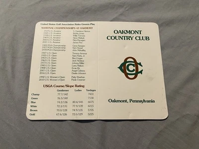 Tarjeta de puntuación de golf Oakmont Country Club 2025 US Open Host PGA Championship Foto 1 de 3