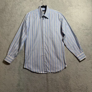 Peter Millar Mens Medium M Button Up Blue Striped  Long Sleeve Cotton - Picture 1 of 7