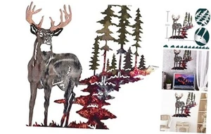Metal Deer Wall Art Forest Deer Wall Decor Metal Tree Wall Art Metal Deer - Picture 1 of 7