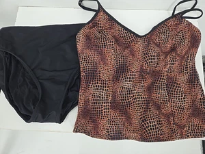 Miraclesuit Two-Piece Tankini Size 12 Swim Bathing Suit Black Animal Print - Picture 1 of 6