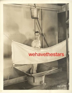 Vintage Buster Keaton BEEFCAKE NUDE IN HOMEMADE SHOWER '30 MGM PublicityPortrait - Picture 1 of 1