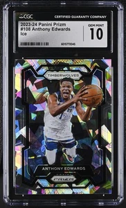 2023-24 Panini Prizm Anthony Edwards #108 Ice Basketball CGC 10 - Picture 1 of 2