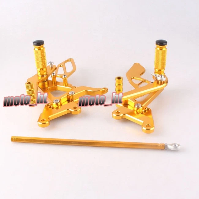 Juego trasero dorado estriberas reposapiés para Yamaha YZF R6 2003 2004 2005 Foto 1 de 2