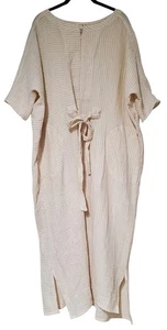 ODDBIRD Ruya Tunika Kleid creme & weiß gestreift Baumwolle Leinen Gaze Small Medium - Bild 1 von 3