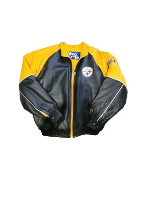 Pro Player Pittsburgh Steelers XL Vintage Leather Men's Jacket.  - Image 1 of 4