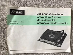 GRUNDIG Stereo-Plattenwechsler Automatic 36 Gebrauchsanweisung Handbuch - Bild 1 von 7