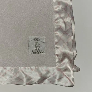 Little Giraffe Pink White Baby Blanket Girl Soft Fleece Satin Trim 30x36 - Picture 1 of 9