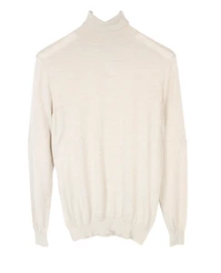 SUITSUPPLY Merino Wool Jumper Men's MEDIUM Turtle Neck Ivory Knitted Pullover - Picture 1 of 10
