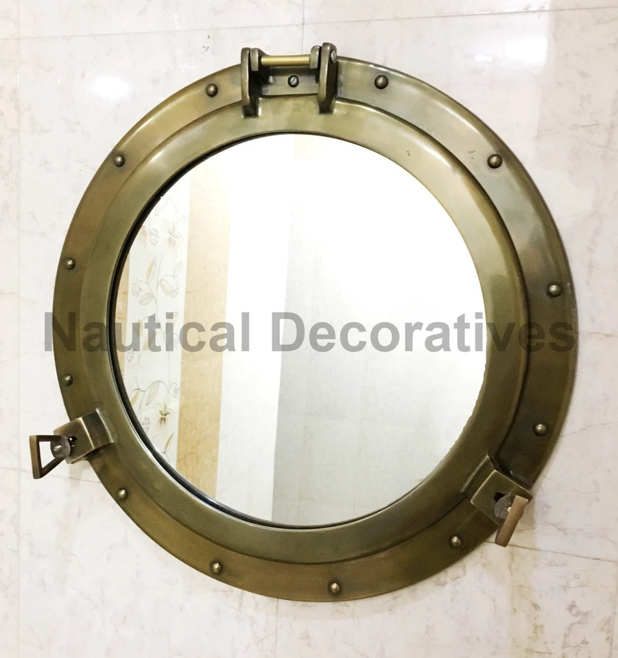 20" Aluminum Porthole Antique Finish~Porthole Mirror Ship Wall Hanging Decor  - Image 1 of 4
