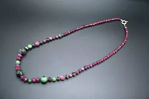 Natural Ruby Necklace Ruby In Zoisite Necklace Graduated Bead Necklace Ruby Gift - Picture 1 of 10