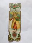 Vintage Victorian Bookmark Christmas Child Crown Piano Advertising