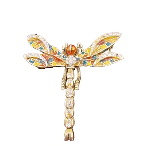 Broche prendedor libélula estrás esmalte de colección tono dorado varias piedras faltantes - Imagen 1 de 24