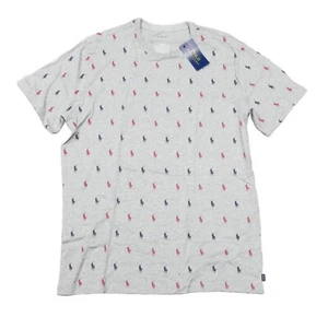 Polo Ralph Lauren Men's Gray All Over Pony Logo Graphic Crew-Neck Sleep T-Shirt - Picture 1 of 4