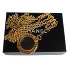 CHANEL CC Logo Loupe Long Chain Pendant Necklace Gold Accessory 30RJ398