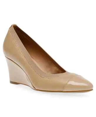 Zapatos de salón Anne Klein Sindy para mujer EE. UU. 6,5 beige punta puntiaguda tacón de cuña sin cordones P530 Foto 1 de 4
