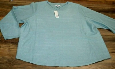 Croft & Barrow Herringbone Curved Hem Sweater Polar Lake Texturized Plus Size  — 第 1/2 张图片
