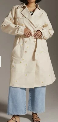 Gabardina floral margarita beige bordado 00 nueva con etiquetas MAEVE Anthropologie Foto 1 de 4