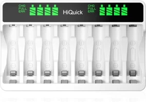 HiQuick LCD 8-slot Battery Charger for Rechargeable Batteries, Type C, USB - Picture 1 of 7