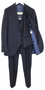 SUITSUPPLY Tuta Uomo La Spalla UK36R Pura Lana Blu Navy Classica 3 Pezzi - Foto 1 di 22