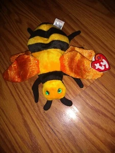 Ty Beanie Baby Buzzie - neu mit Etikett, Biene, gelb/schwarz 7 Zoll Körper, Stofftier Spielzeug - Bild 1 von 4
