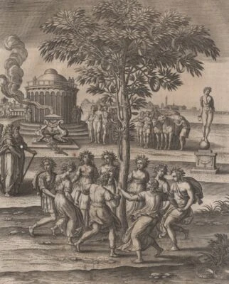 Mythologie Dodone Danse Dioné - Antoine Caron Gravure originale XVIIe - Photo 1/2