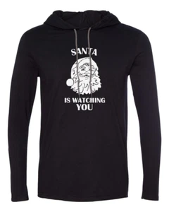 Mens Hooded Santa Is Watching You T Shirt Christmas Xmas T-shirt Tee Long Sleeve - Picture 1 of 3