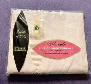 Vtg Penneys Pencale Pink Cotton Percale Twin Bed Flat Sheet  NEW NOS - Picture 1 of 6