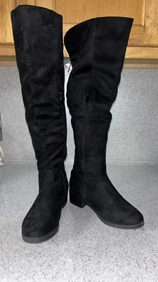 "Botas de gamuza sintética hasta el muslo de 19"" con cremallera talla 5,5" Foto 1 de 4