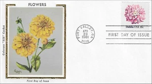Dalia Flowers Red & Yellow Member of The Asteraceae USA Colorano Silk FDC 1981 - Picture 1 of 1