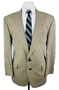JOS A BANK Mens 42R Beige Houndstooth Wool Silk Blazer Sport Coat Suit Jacket - Picture 1 of 8