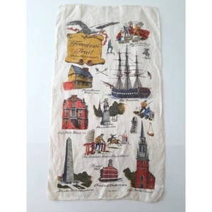 De colección Años 70 FREEDOM TRAIL Boston Mass. Toalla de té de lino decorativa American Eagle - Imagen 1 de 6