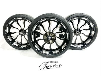 SPYDER 18" BLACK CONTRAST CUT INFERNO WHEELS/TIRES (3) 10-11 CAN-AM RS ROADSTER - Image 1 of 4