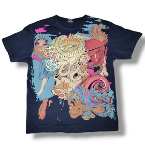 Christian Audigier Rhinestone Y2k 2000s Tattoo Graphic Tshirt Shirt Top Xl - Picture 1 of 4