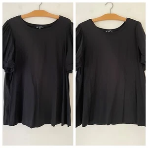 Target Curve X 2 Black T-shirts Sz 16+ Flutter Sleeves Cotton - Picture 1 of 15