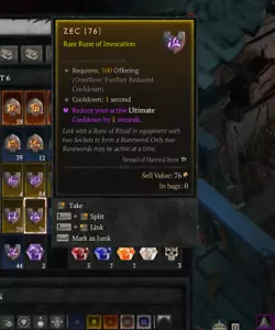 🔥DIABLO 4 - ZEC Rune - Softcore - Seasonal Or Eternal - Vessel of Hatred - Picture 1 of 1