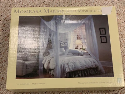 Mombasa Majesty Classic Bed Netting/Canopy, White (76-in W x 84-in L x 96-in H) - Image 1 of 4
