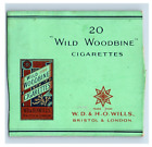 Vintage Wild Woodbine Cut Empty Cigarette Pack Label F147E