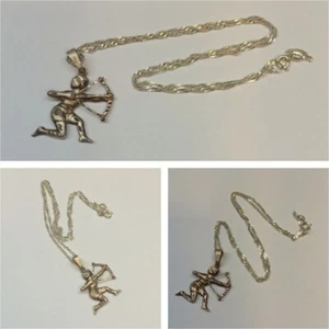 Vintage 925 Sterling Silver Chain & 835 Silver Sagittarius Pendant Necklace 5.9 - Picture 1 of 1