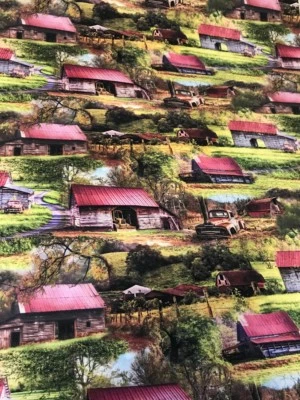 Old Country Barns cotton Fabric per yard quilting sewing - Image 1 of 2