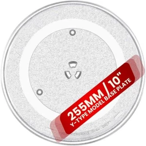 10" Mikrowelle Glas Drehteller Platte - 255 mm, universelle Passform, mit 3 Befestigungen - Bild 1 von 7