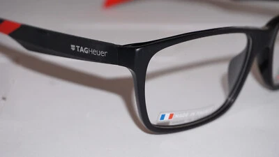 TAG HEUER New Eyeglasses Black Red TH552 005 59 16 145 - Image 1 of 4