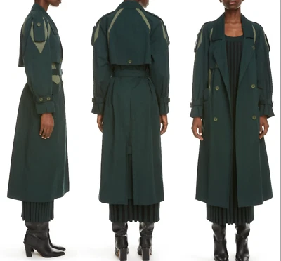 Kenzo Bi-Colour Belted Long Trench Coat Pine Jacket - Image 1 of 4