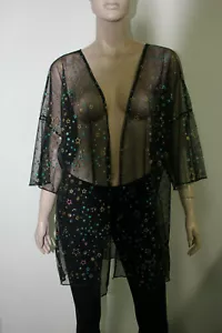 Hot Topic schwarz Glitzer Stern durchsichtig Kimono Größe XS Verkaufspreis $ 29,99 - Bild 1 von 5