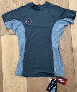 O’NEILL Women's Medium Heather Grey Short Sleeve Rashguard Beach Swim Surf New - Picture 1 of 10