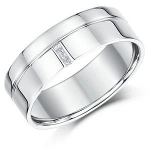 Palladium Diamond Ring Grooved Design 950 Palladium Bands 5mm, 7mm - Picture 1 of 4