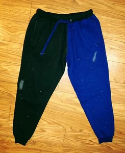 La Detresse Two Tone Distressed Sweatpants Blau & Schwarz Jogginghose Gr. XS Neu ohne Etikett - Bild 1 von 6