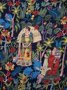 Cotton Fabric 1 yard Frida Print Women Black Dress Indian Quilt Sewing Material