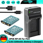 2x NP-45 NP-45A 45B 45S Battery + Charger For Nikon EN-EL10 Fujifilm FinePix XP20