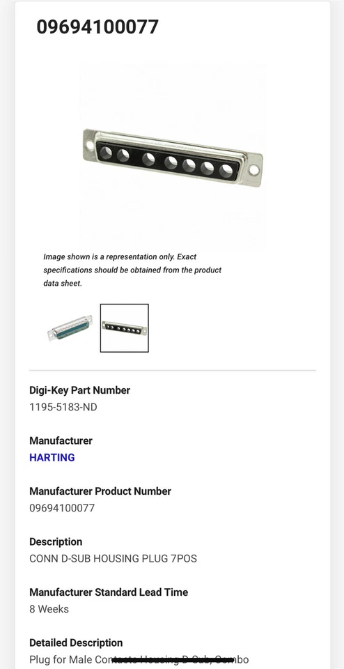 7 Pin D-Sub Replacement Male Housing Plug Connector 5+2 Coax Power Rewire 50 pc - Image 1 of 4