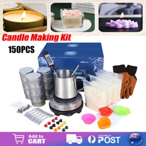 Electric Candle Making Kit Wax Melter Pouring Pot Soy Wicks Thermometer DIY 150p - Picture 1 of 9